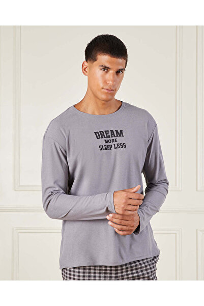 REDTAG Men Grey Checkered Pyjama Set (2 Piece)