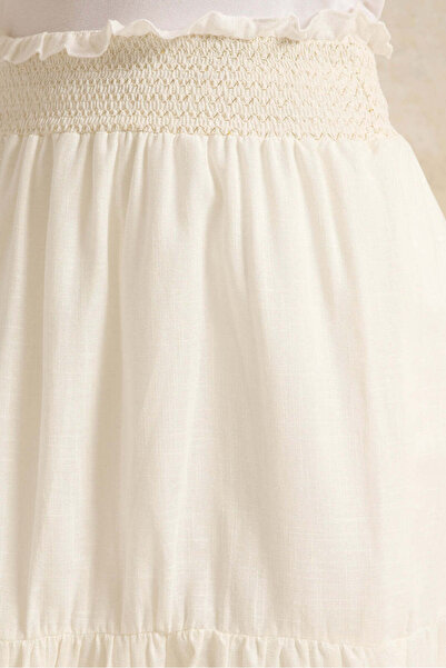 REDTAG Senior Girls White Tiered Embroidered Skirt
