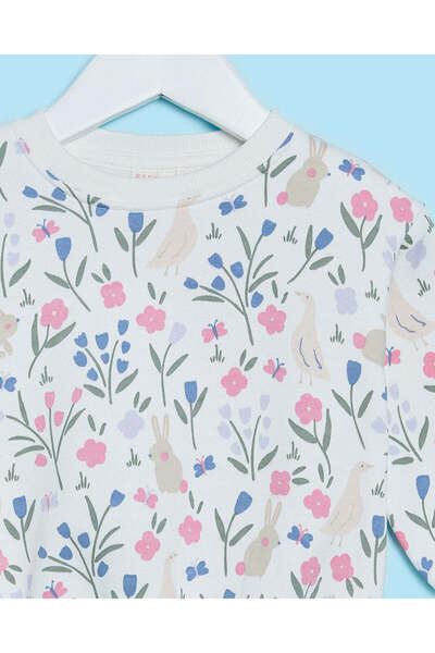 REDTAG Infant Girls White All Over Print Floral Sweatshirt