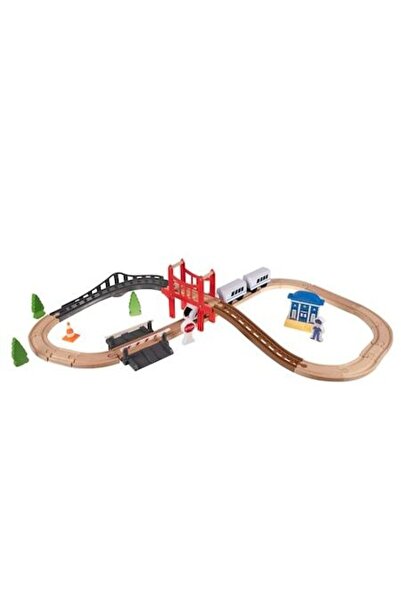 KRUZZEL Wooden Toy Railway, 37 Pieces, 85 cm, Multicolor