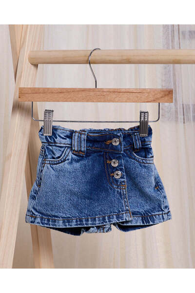 REDTAG Infant Girls Blue Denim Skort