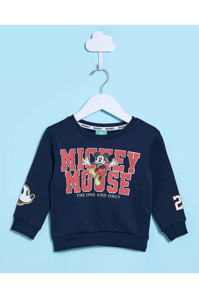 REDTAG Infant Boys Navy Mickey Mouse Sweatshirt
