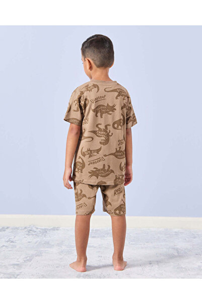 REDTAG Boys Brown Dino Print Pyjama Set (2 Piece)