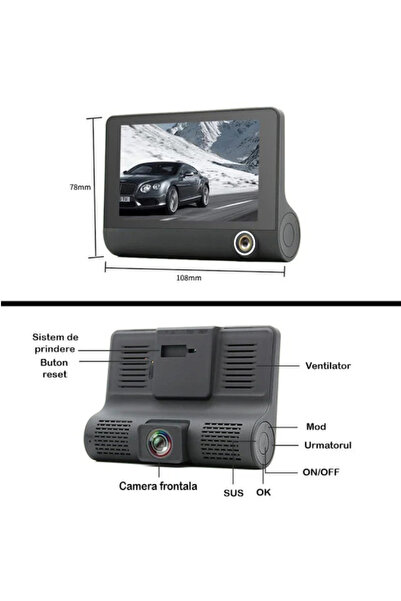 BASHAR Triple car camera Full HD 3 cameras front/rear/interior 4 inch screen G Sensor