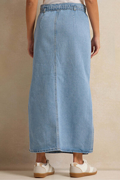 REDTAG Women Blue Denim Straight Skirt