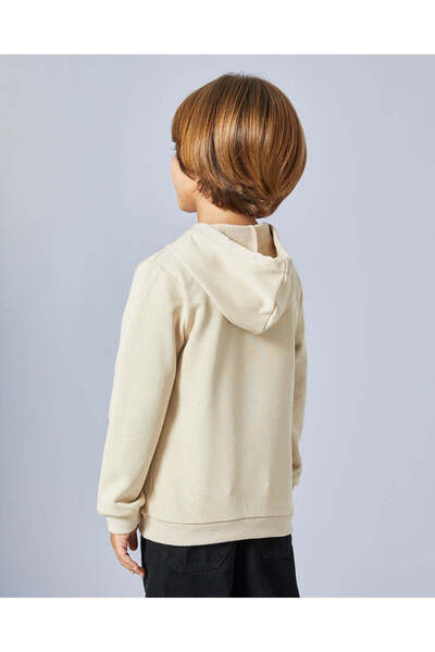 REDTAG Boys Beige Hooded Sweatshirt
