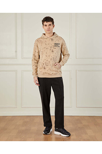 REDTAG Men Beige Hooded Sweatshirt