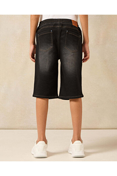 REDTAG Senior Boys Black Denim Short