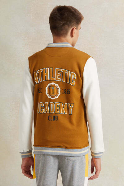 REDTAG Senior Boys Brown Baseball Sweatshirt