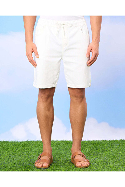 REDTAG Men White Denim Shorts