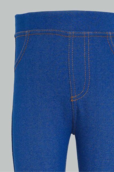 REDTAG Infant Girls Navy Plain Knitted Jegging