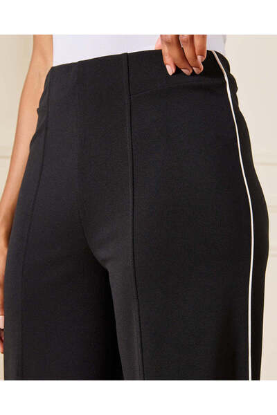 REDTAG Women Black Piping Embellished Trousers