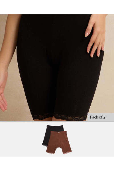 REDTAG Women Black And Brown Comfort Short Set (2 Piece)