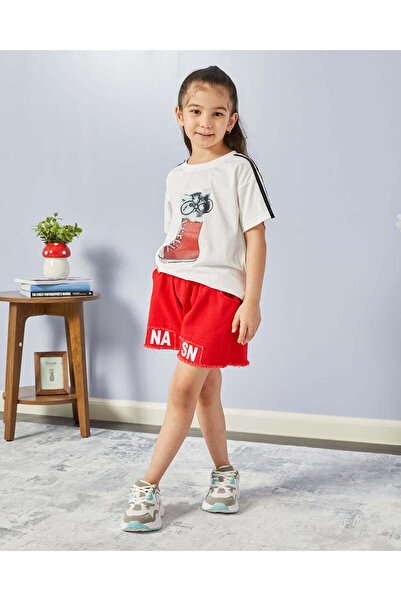 REDTAG Girls White And Red Printed Casual Set (2 Piece)
