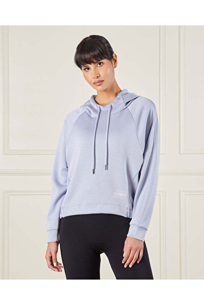 REDTAG Women Blue Hooded Active Sweatshirt