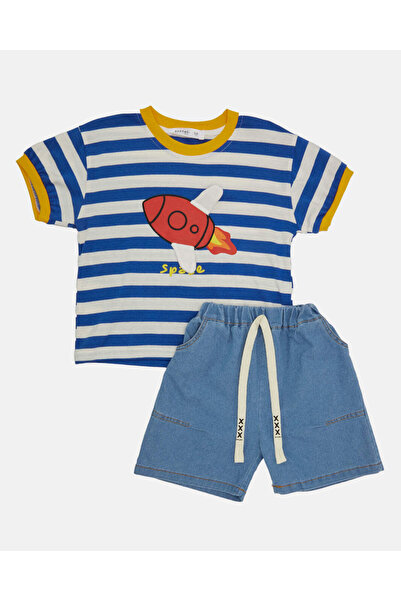 REDTAG طقم كاجوال مطبوع باللون الأزرق للأولاد (قطعتين)