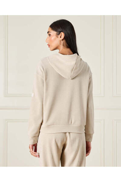 REDTAG Women Beige Hooded Sweatshirt