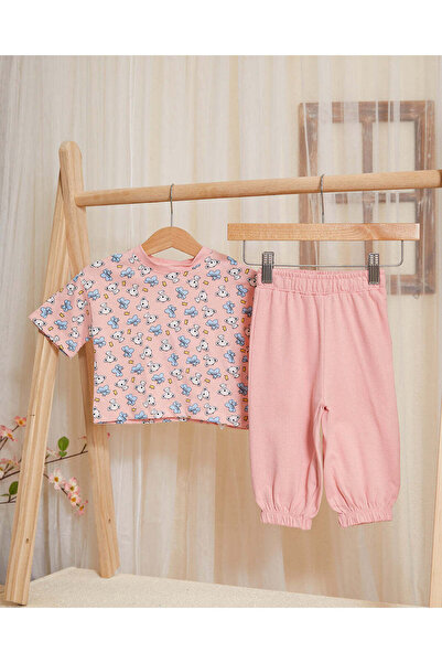 REDTAG Infant Girls Pink All-Over Print Casual Set (2 Piece)