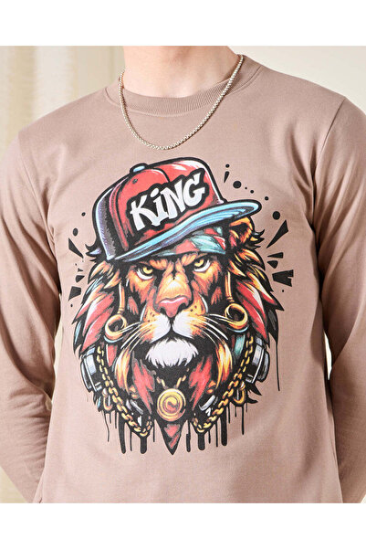 REDTAG Senior Boys Beige Loin Printed Sweatshirt