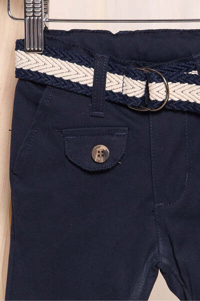 REDTAG Infant Boys Navy Belted Trousers
