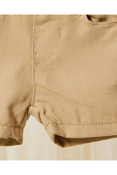 REDTAG Infant Boys Beige Solid Denim Shorts