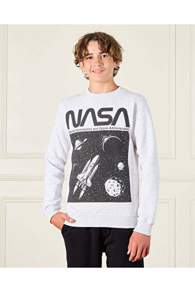 REDTAG Senior Boys Grey Nasa Print Sweatshirt