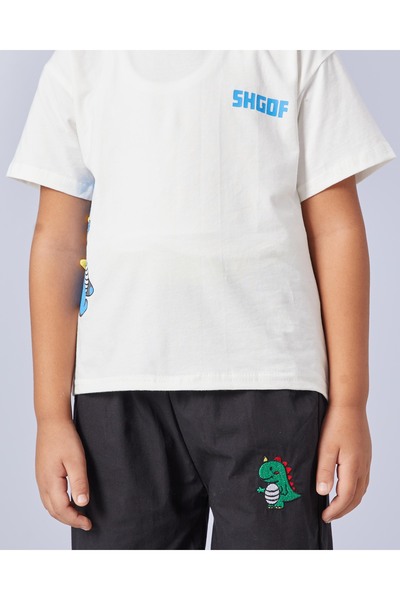REDTAG Boys White T-Shirt & Black Shorts Set (2-Piece)