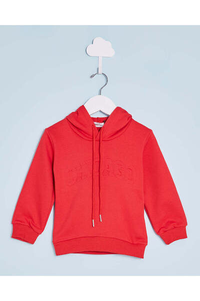 REDTAG Infant Boys Red Hooded Sweatshirt