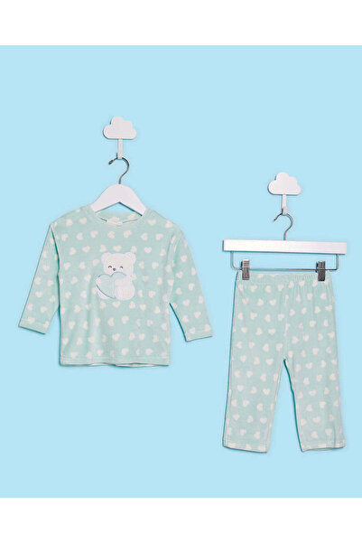 REDTAG Infant Girls Sage Velour Pyjama Set (2 Piece)