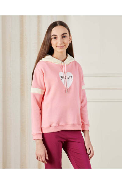 REDTAG Senior Girls Pink Hooded Sweatshirt