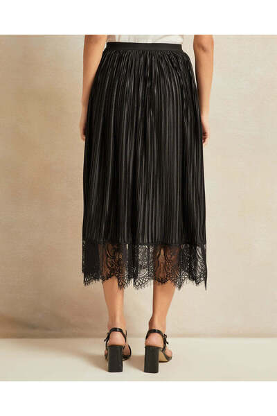 REDTAG Women Black Pleated Lace Skirt