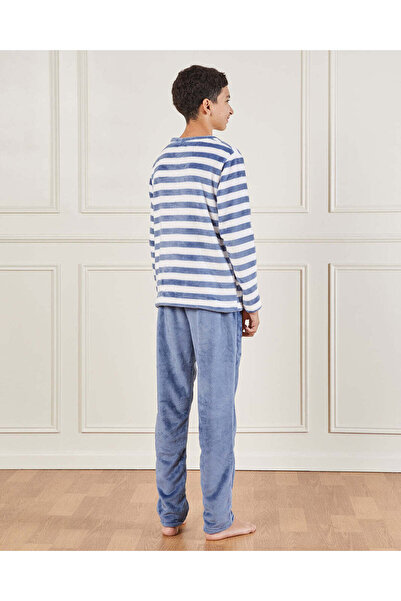 REDTAG Senior Boys Navy And White Stripes Pyjama Set (2 Piece)