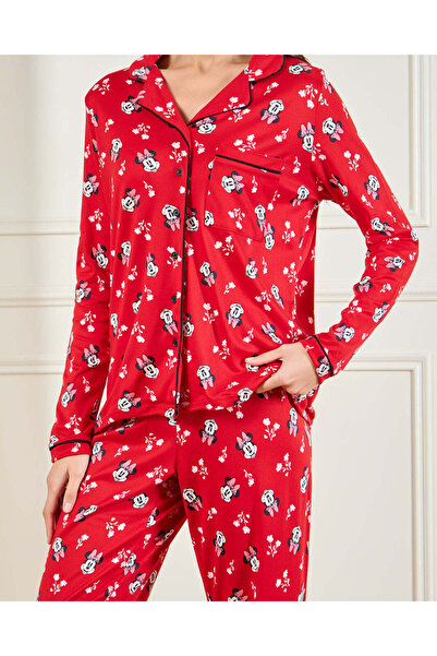 REDTAG Women Red Minie Mouse Print Pyjama Set (2 Piece)