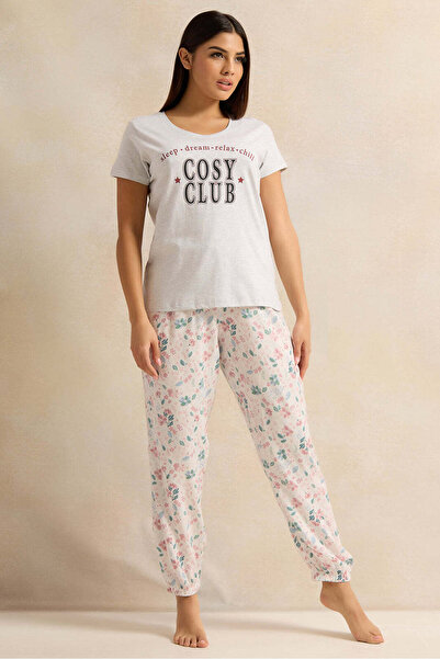 REDTAG Women White Short Sleeved Pyjama Set (2 Piece)