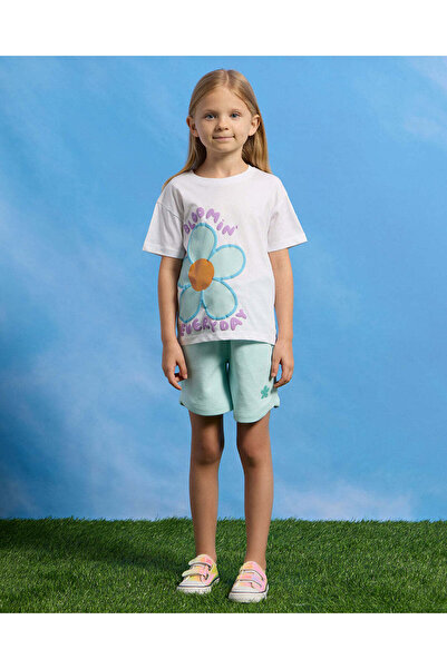 REDTAG Girls White Placement Print Casual Set (2 Piece)