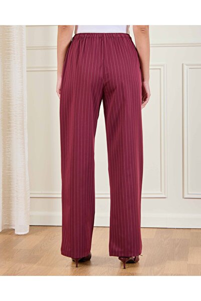 REDTAG Women Burgandy Wide Leg Pull On Trousers