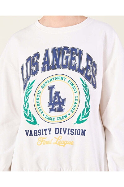 REDTAG Senior Girls White Printed Basic Sweatshirt