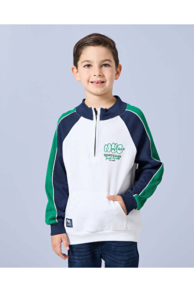 REDTAG Boys White Cut And Sew Sweatshirt