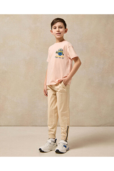 REDTAG Boys Beige Embellished Trouser Jogger