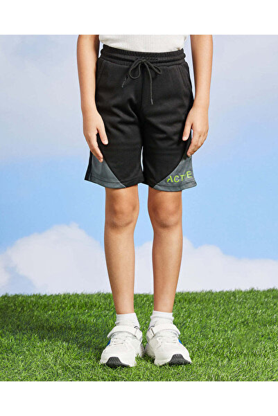 REDTAG Boys Black Printed Active Shorts