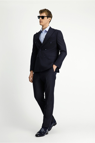 Kiğılı Regular Fit Wool Striped Double Breasted Closure Suit