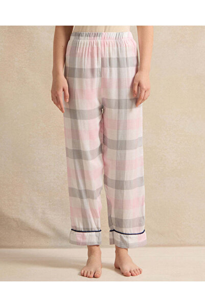 REDTAG Senior Girls Grey And Pink Checkered Pyjama Set (2 Piece)