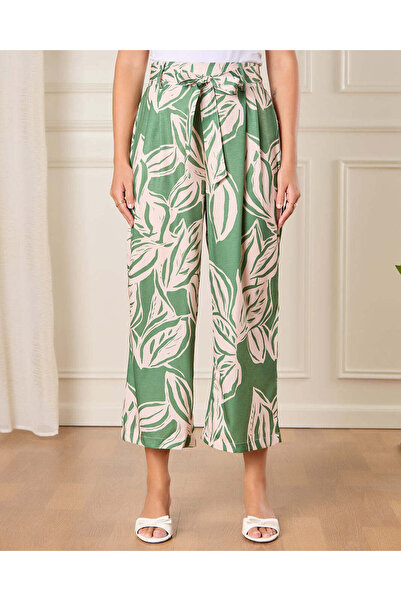 REDTAG Women Green Printed Casual Trouser