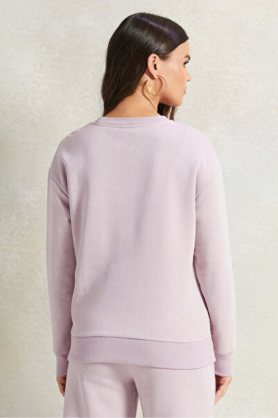REDTAG Women Lilac Sweatshirt With Bottom Lace Hem