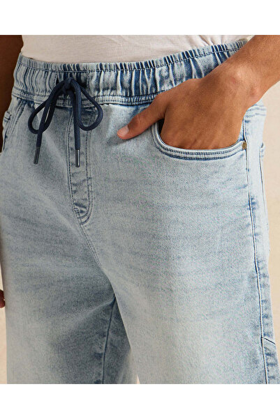 REDTAG Men Blue Plain Denim Shorts