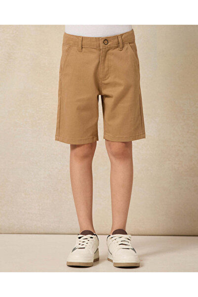 REDTAG Boys Tan Plain Chino Shorts