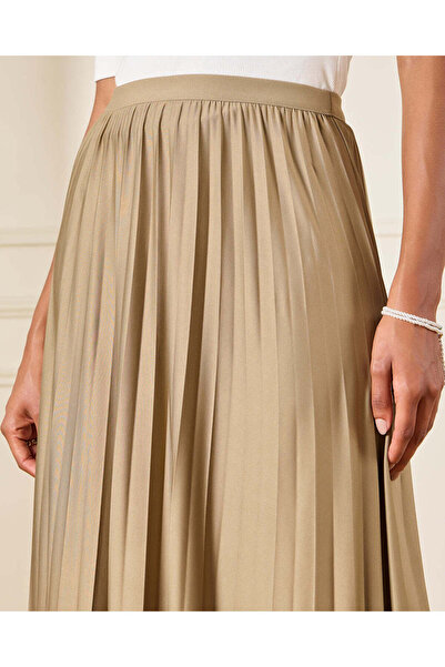 REDTAG Women Beige Pleated Skirt