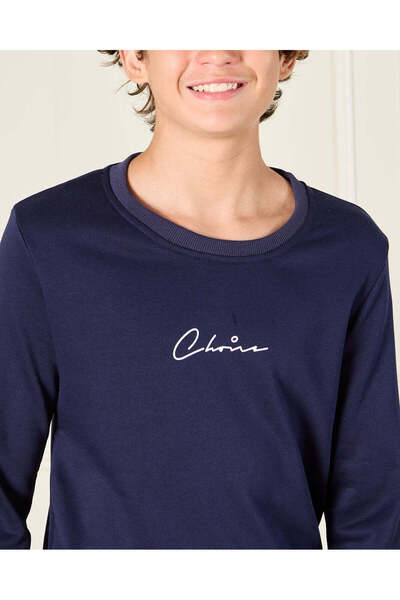 REDTAG Senior Boys Navy Print Sweatshirt