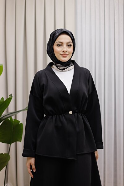 MOONSC Drawstring Waist, Button Detail on the Front, Skirted Hijab Suit
