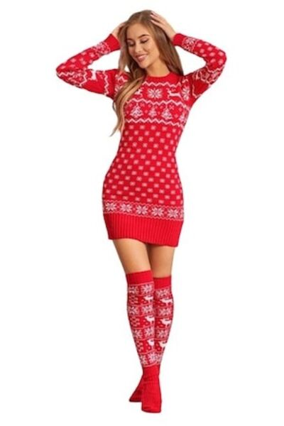 ADROM - Christmas Dress Set, 3 pieces, red, one size INTL
